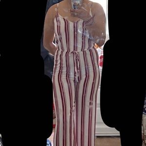 Red, White & Black stripped Jumpsuit